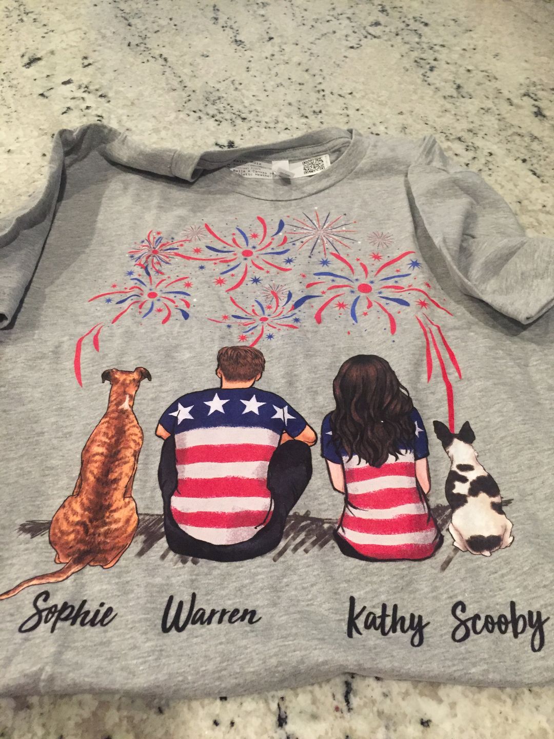 Personalized custom dog & couple t-shirt tee Fourth 4th of July - 2340