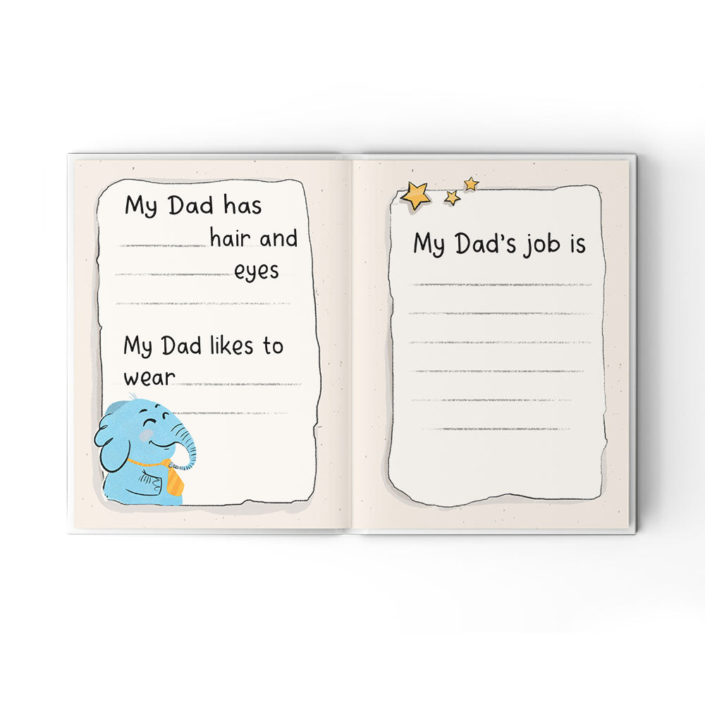 A Little Book About My Awesome Dad - Fill In The Blank Hardcover Book With Prompts For Kids to Fill with their Own Words, Drawings and Pictures - Elephant