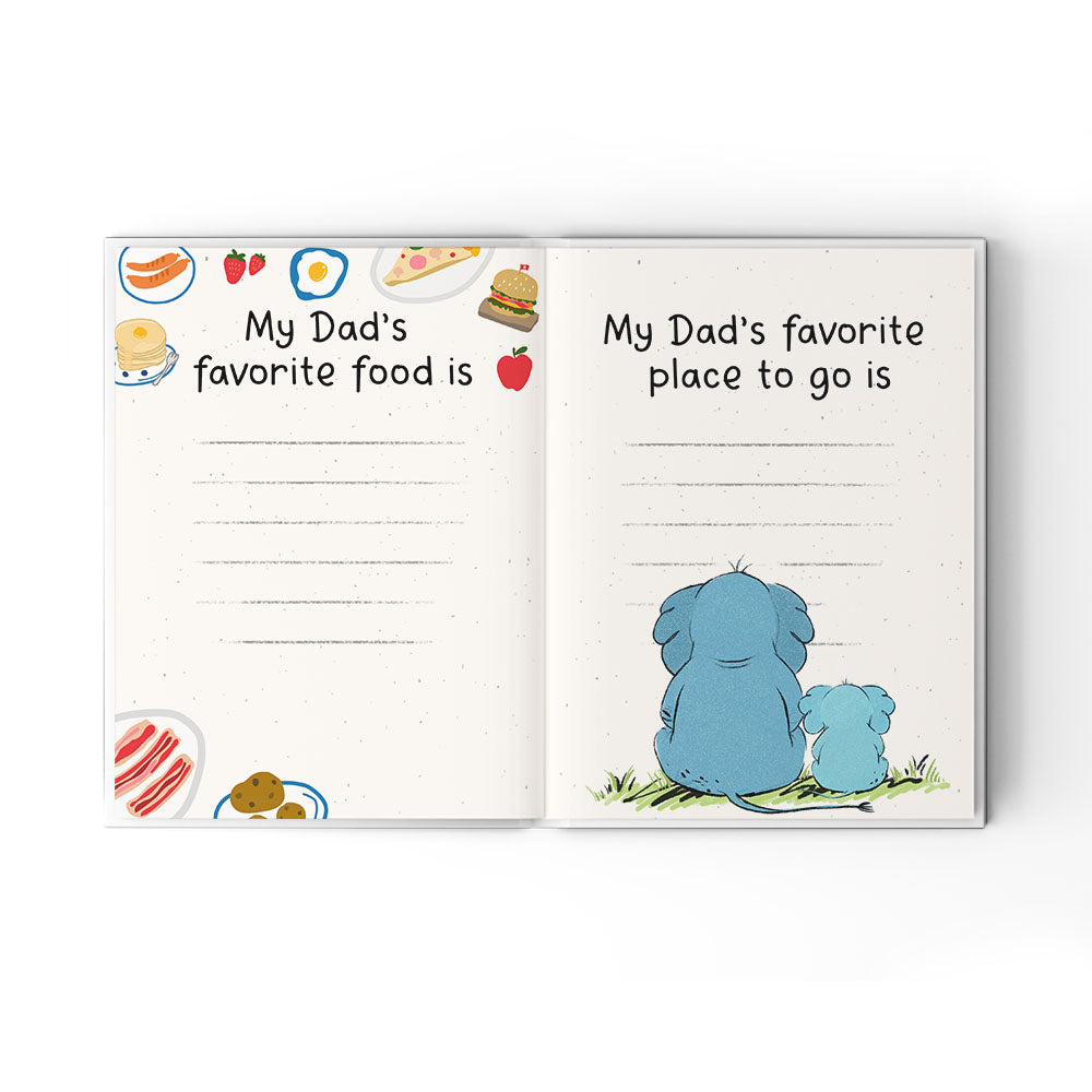 A Little Book About My Awesome Dad - Fill In The Blank Hardcover Book With Prompts For Kids to Fill with their Own Words, Drawings and Pictures - Elephant