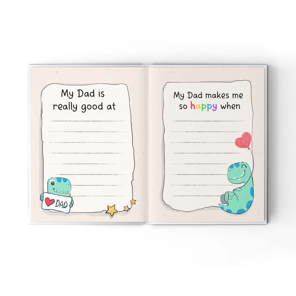 A Little Book About My Awesome Dad - Fill In The Blank Hardcover Book With Prompts For Kids to Fill with their Own Words, Drawings and Pictures - Saurus