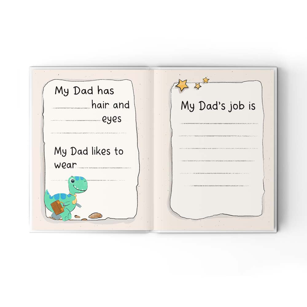 A Little Book About My Awesome Dad - Fill In The Blank Hardcover Book With Prompts For Kids to Fill with their Own Words, Drawings and Pictures - Saurus