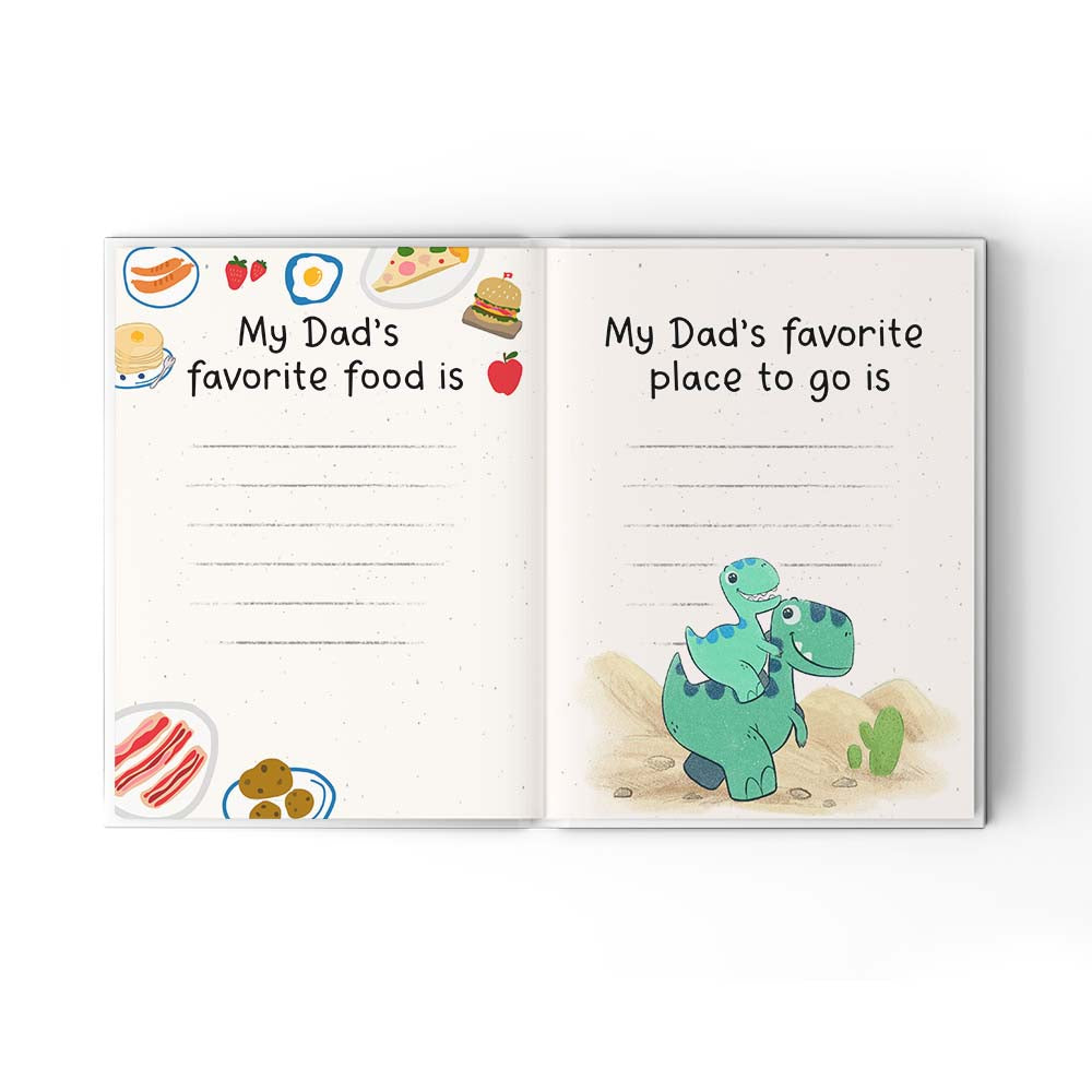 A Little Book About My Awesome Dad - Fill In The Blank Hardcover Book With Prompts For Kids to Fill with their Own Words, Drawings and Pictures - Saurus
