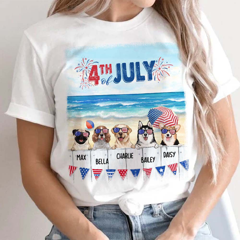 Personalized T-shirt for dog lovers - 4th of July - Summer Beach