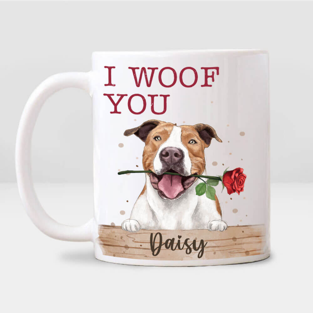 Personalized coffee mug gifts for dog lovers - Valentine - I Woof You