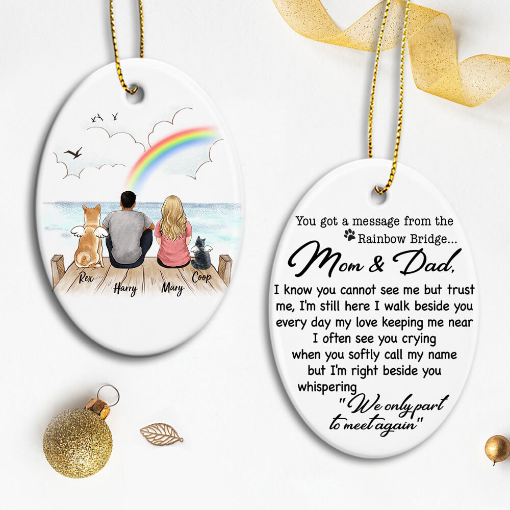 Personalized dog cat memorial gifts Ceramic Ornament (2 sides 2 designs) - I know you cannot see me
