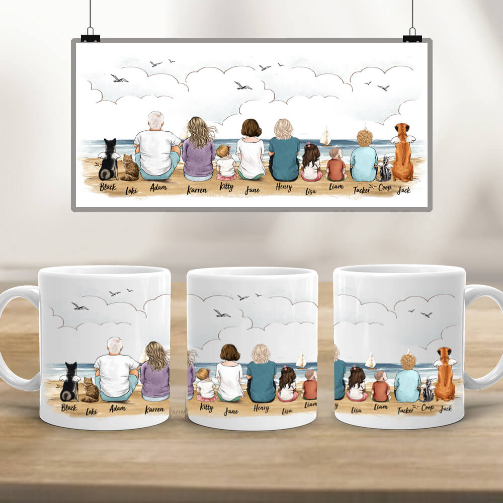 Custom Dog Mug - Custom Cat Mug - Family & Dog & Cat Coffee Mug - Personalized Edge To Edge Coffee Mug