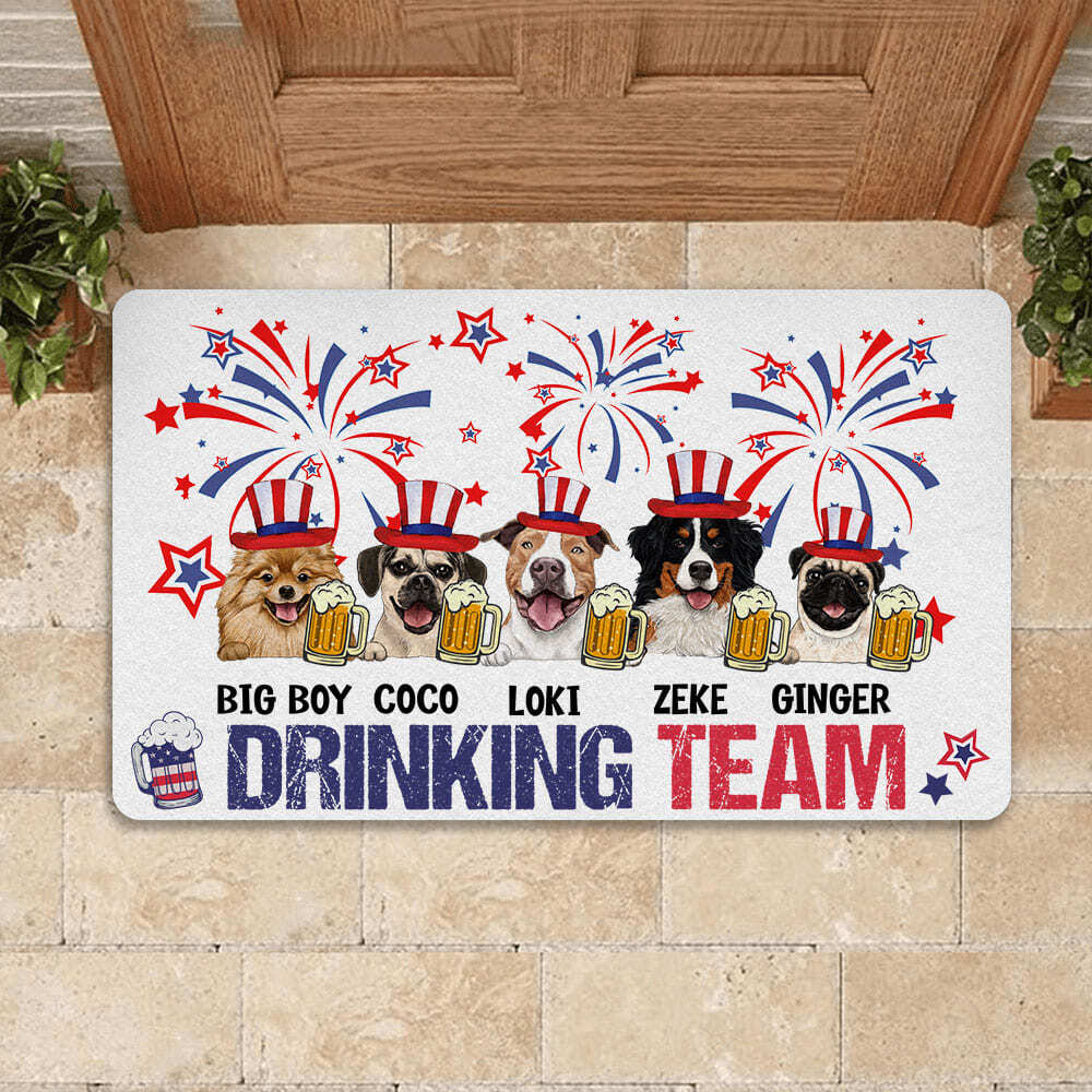 Personalized doormat for dog lovers - 4th of July - Drinking team