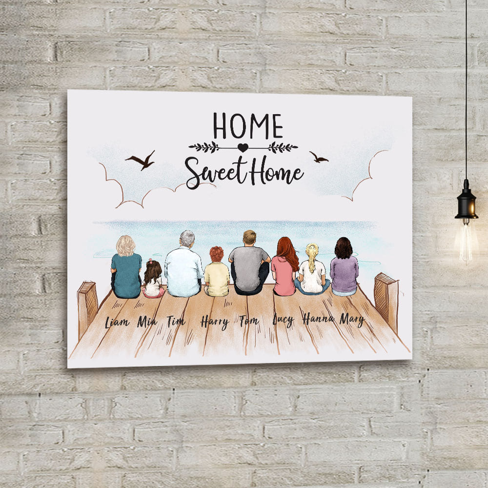 Custom Family Canvas with Custom Message - home sweet home