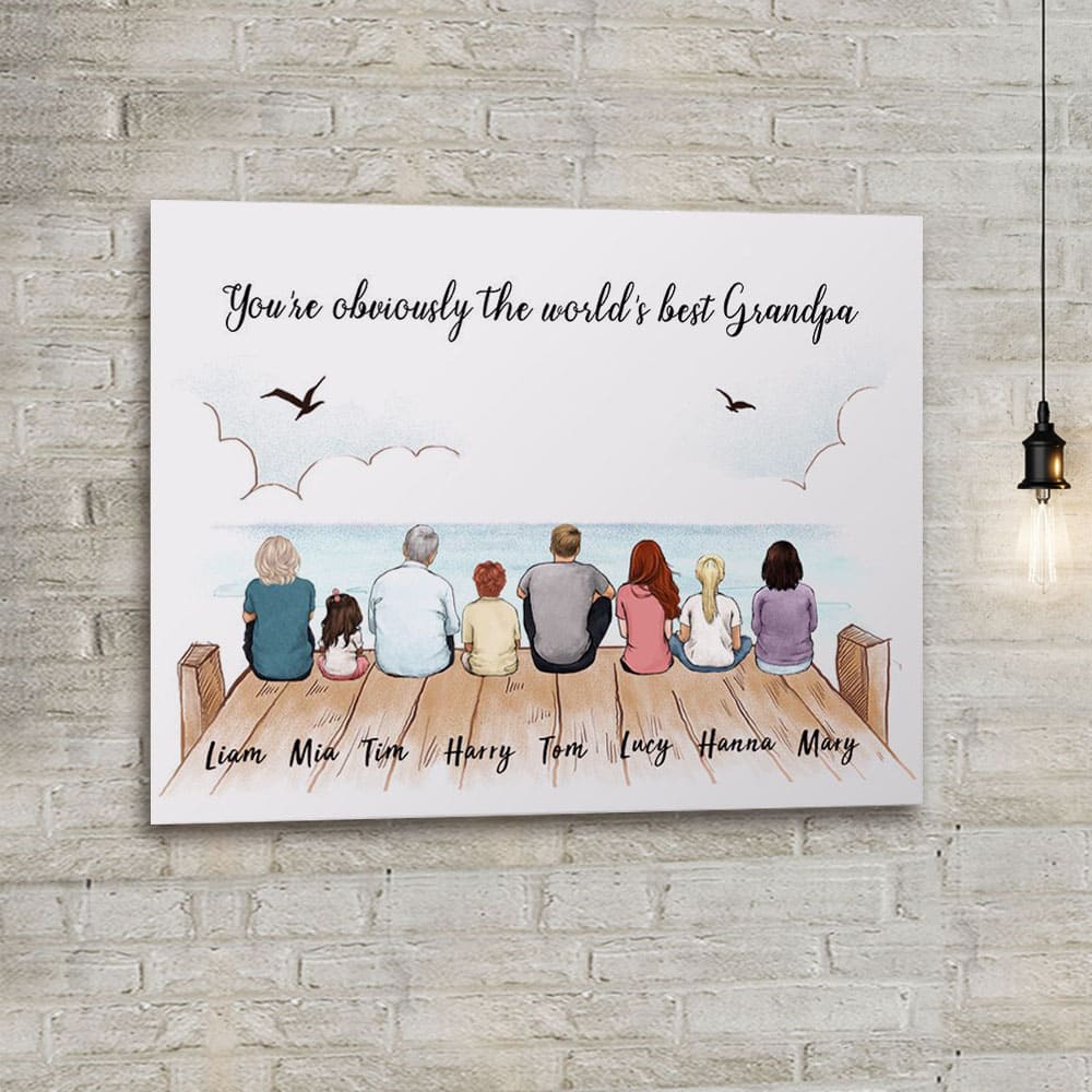 Custom Family Canvas with Custom Message - You're obviously the world's best grandpa