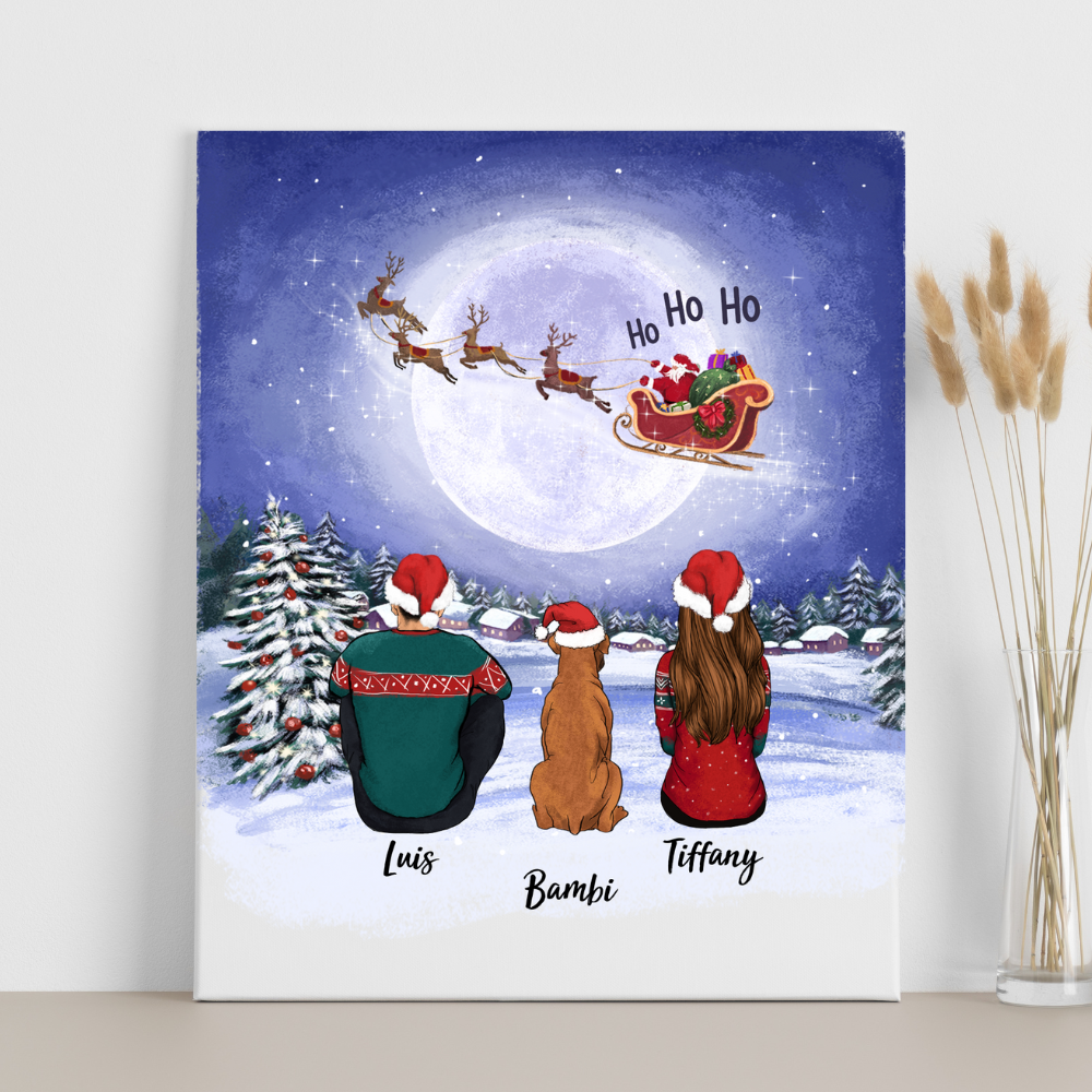 Printable Digital File - Personalized Christmas gifts for dog lovers - DOG & COUPLE - Santa HO HO HO - Digital PNG Download