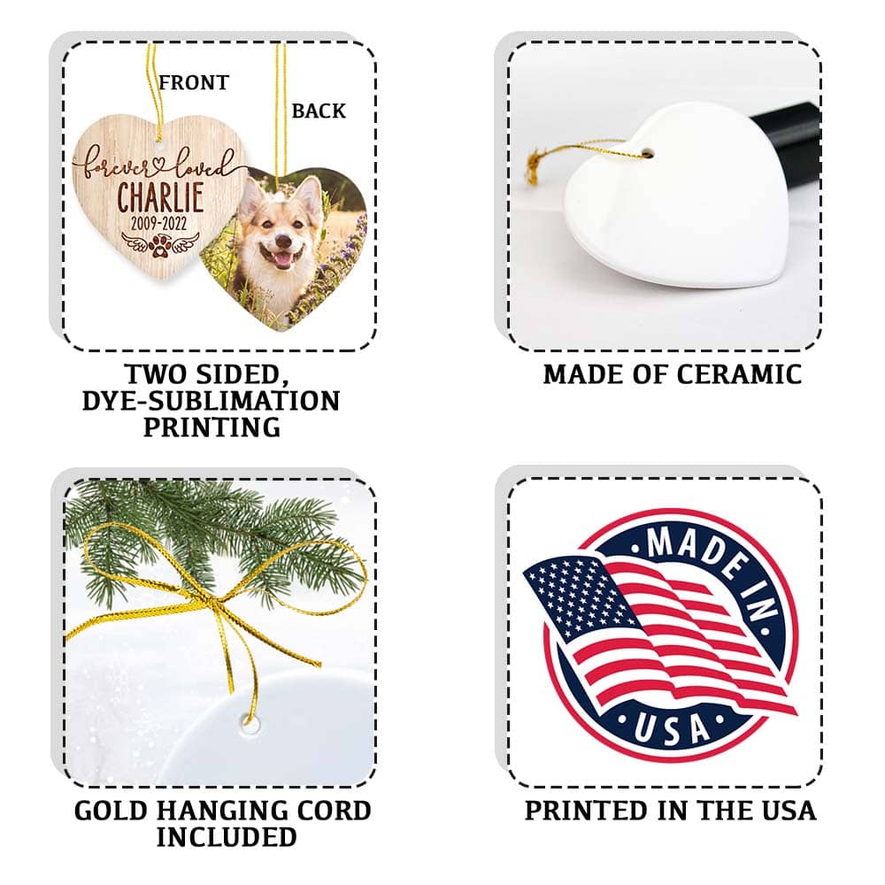 Personalized Dog Cat Memorial Ceramic Ornament gifts - Forever Loved - Custom Photo