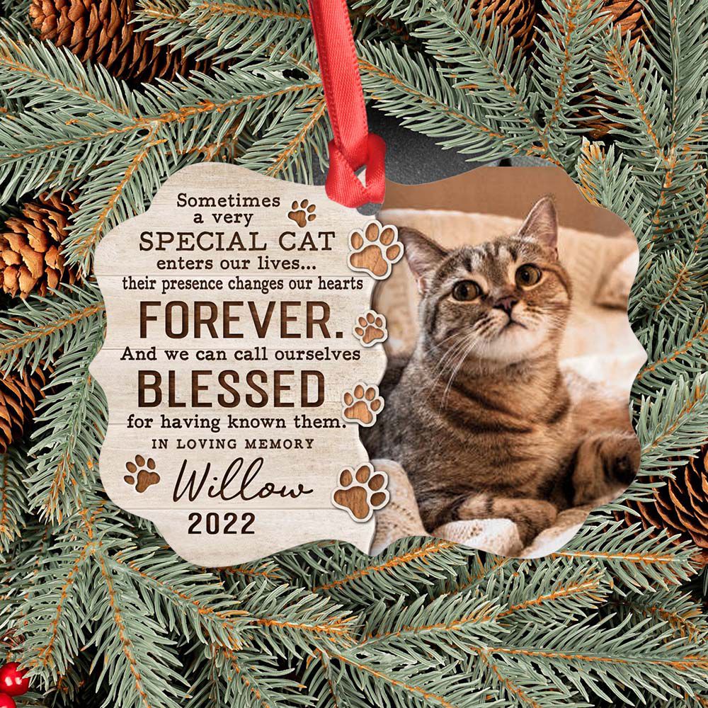 Personalized Memorial Medallion Metal Ornament gifts for cat lovers - Sometimes a very special cat - Custom Photo
