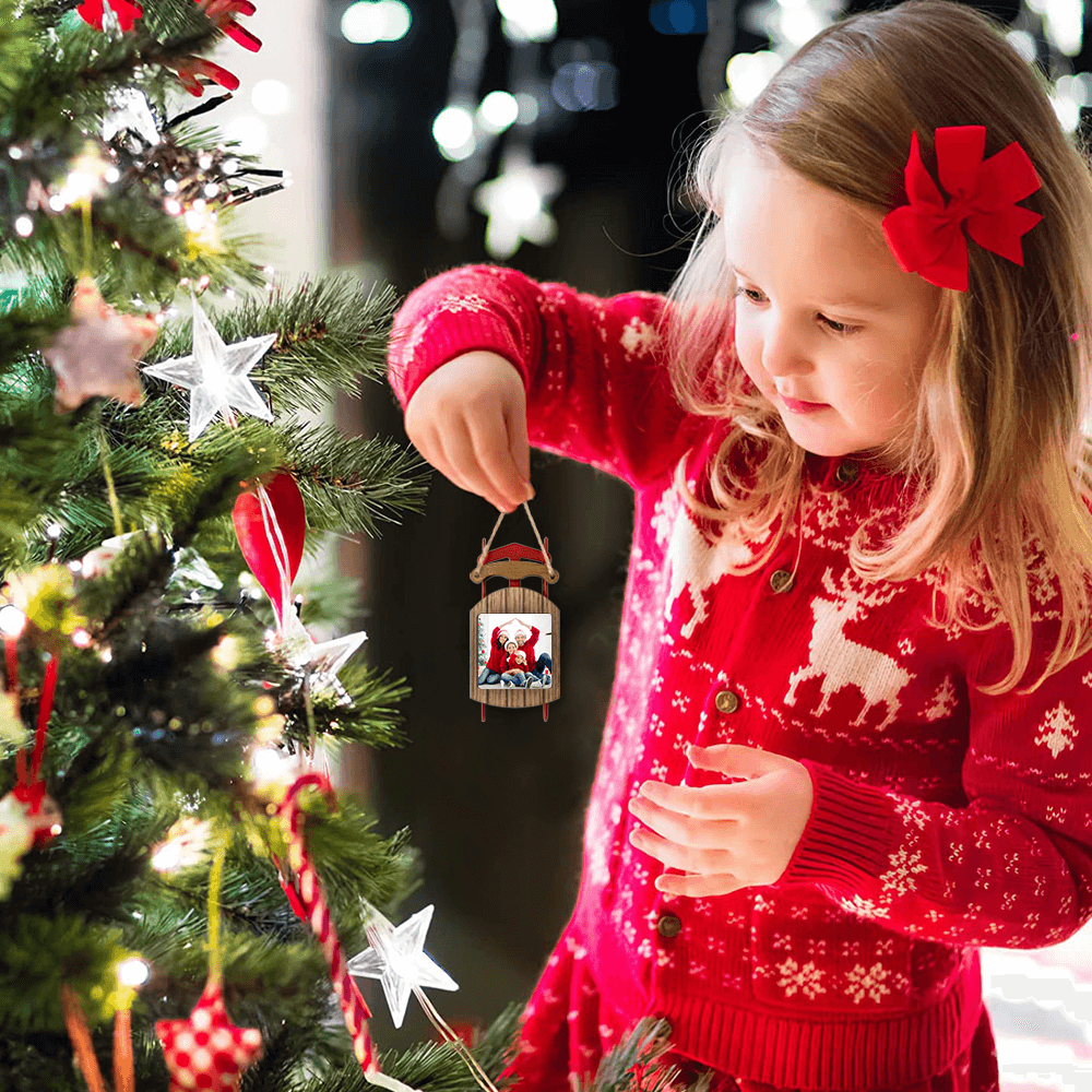 Personalized Christmas Sled Ornament gifts - Custom Photo
