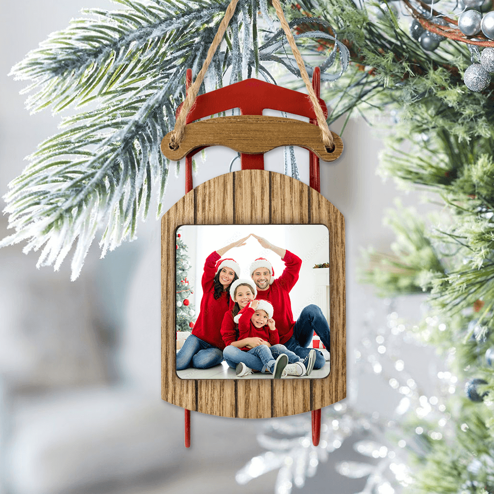 Personalized Christmas Sled Ornament gifts - Custom Photo
