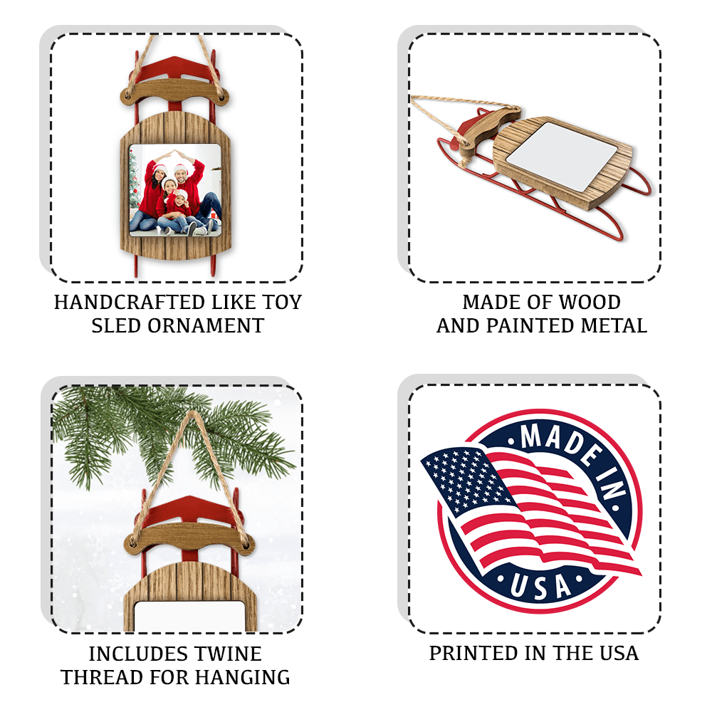Personalized Christmas Sled Ornament gifts - Custom Photo