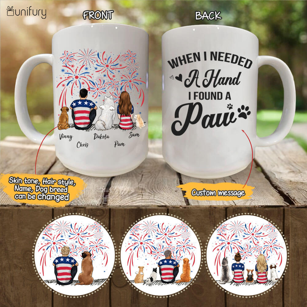  Personalized Dog & Couple 4th Of July Coffee Mug - Custom Message