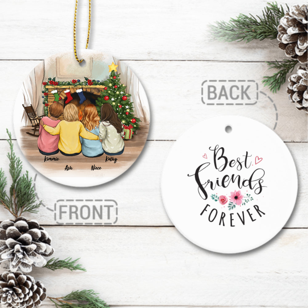 Personalized best friend Christmas gift ideas Ceramic Ornament (2 sides 2 designs) - Custom Message
