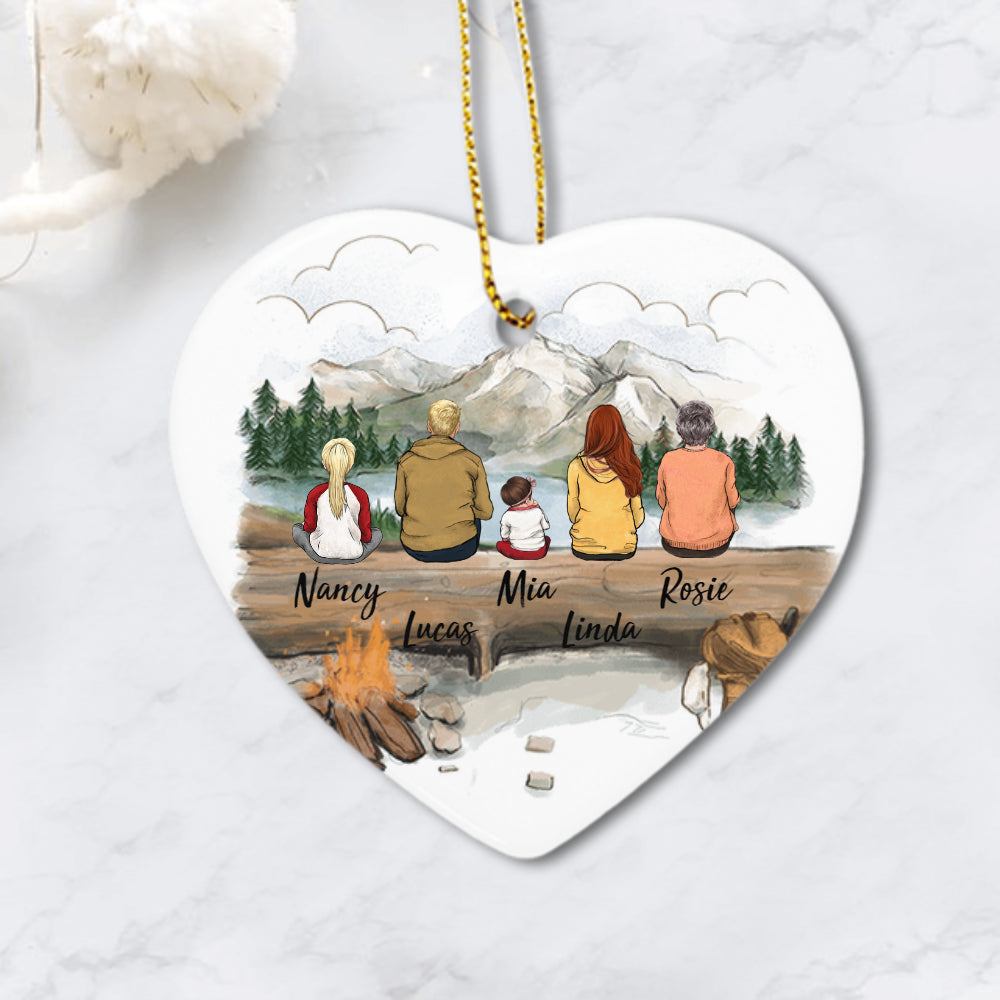 Family Christmas Ornament - Personalized Family Ornament - Mountain - Hiking - Ceramic Ornaments - Christmas Gifts For Family