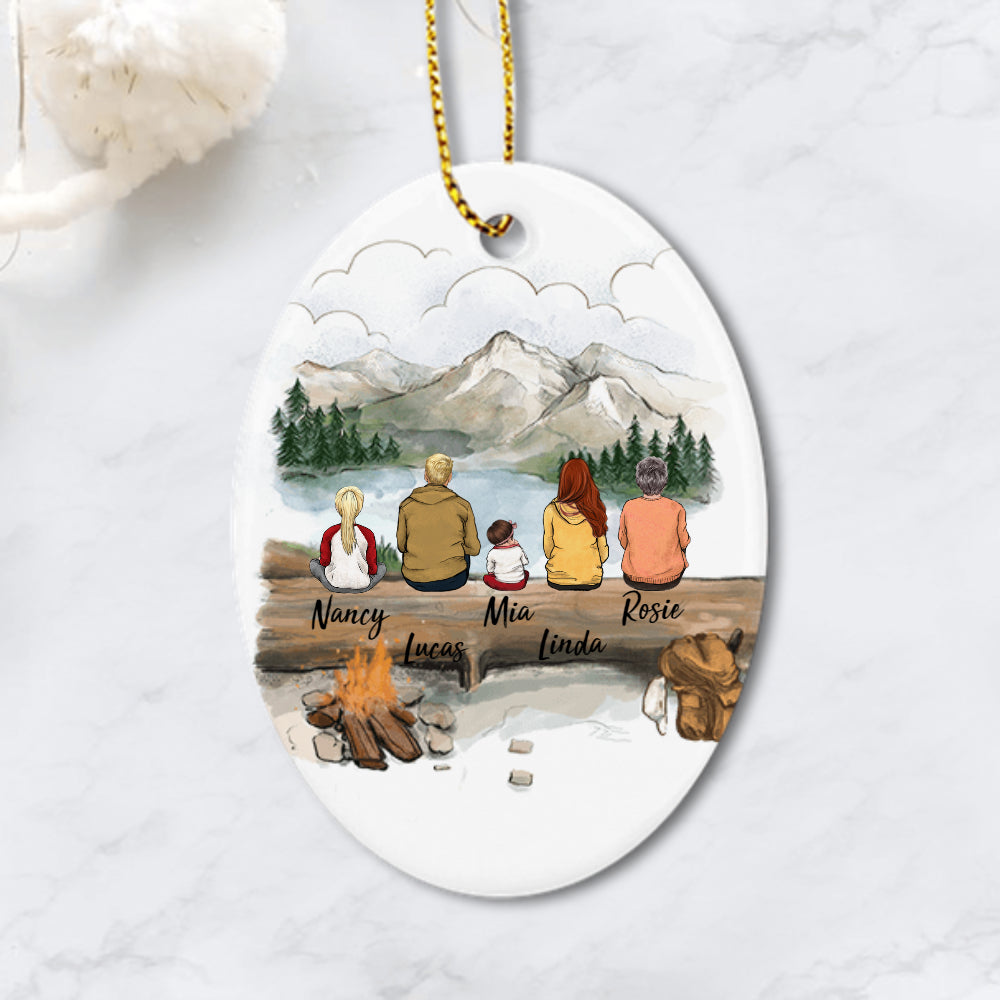 Family Christmas Ornament - Personalized Family Ornament - Mountain - Hiking - Ceramic Ornaments - Christmas Gifts For Family