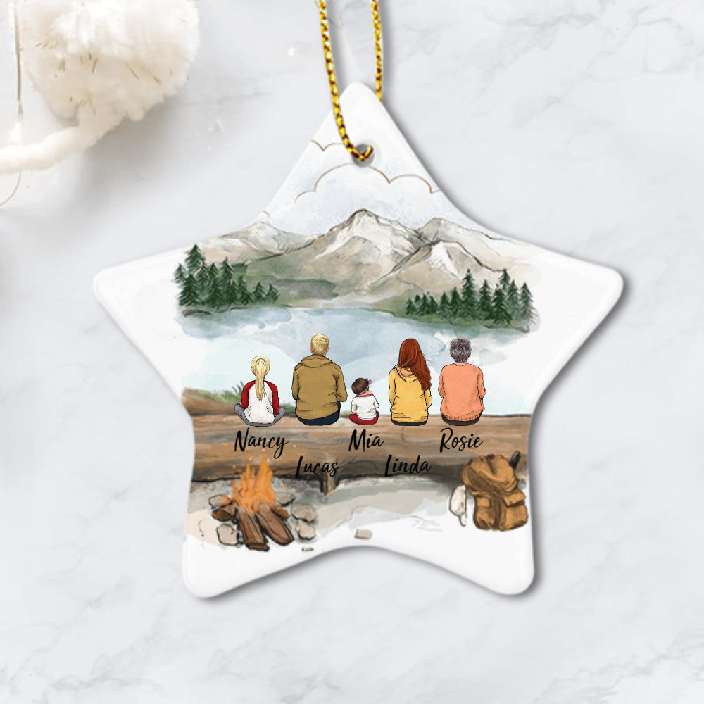 Family Christmas Ornament - Personalized Family Ornament - Mountain - Hiking - Ceramic Ornaments - Christmas Gifts For Family