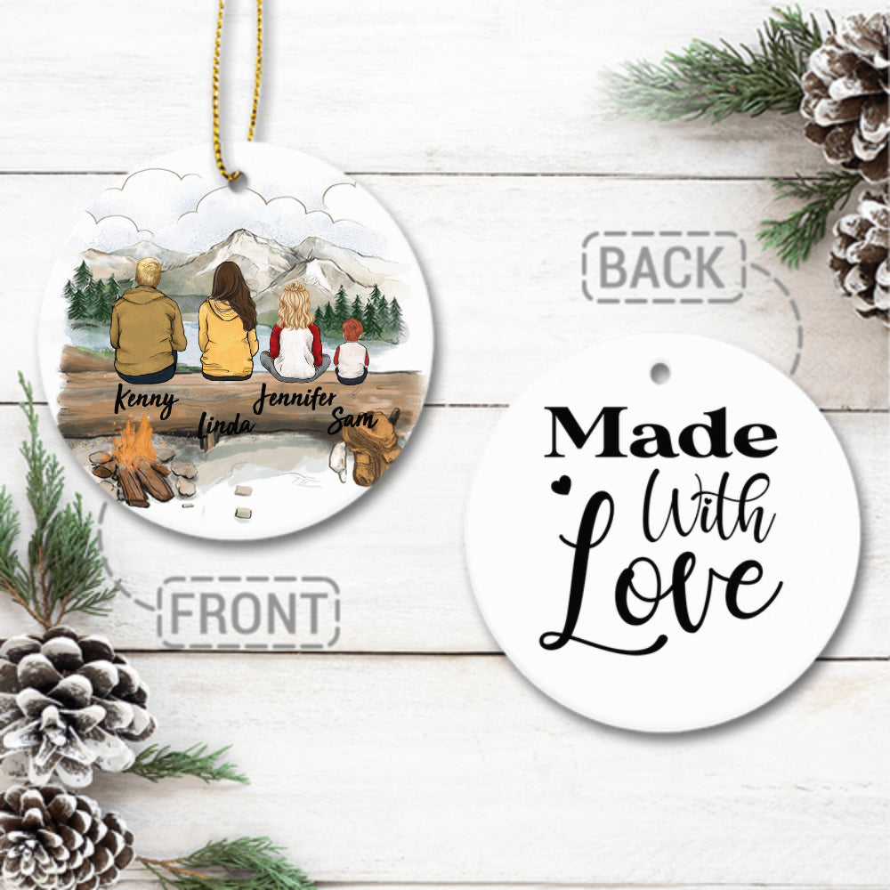 Personalized Ceramic Ornaments gifts for the whole family (2 sides 2 designs) - UP TO 5 PEOPLE - Hiking - Custom Message