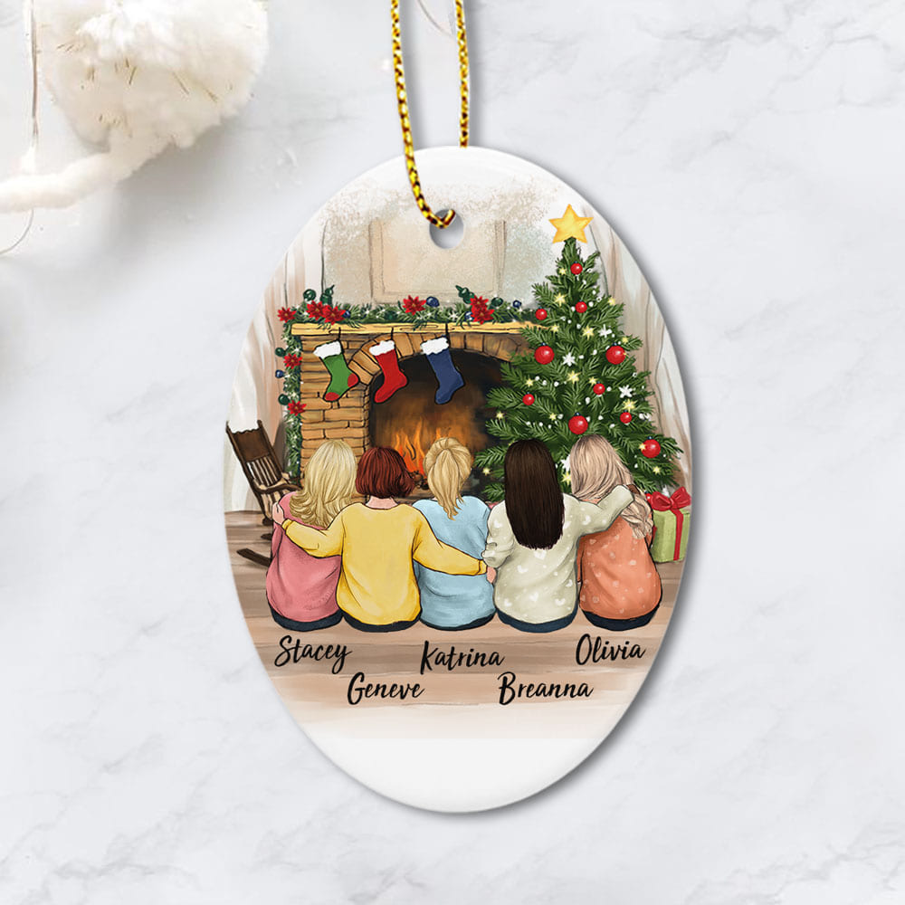 Personalized Best Friend Christmas Gift Ideas Ceramic Ornament (Printed On Both Sides)