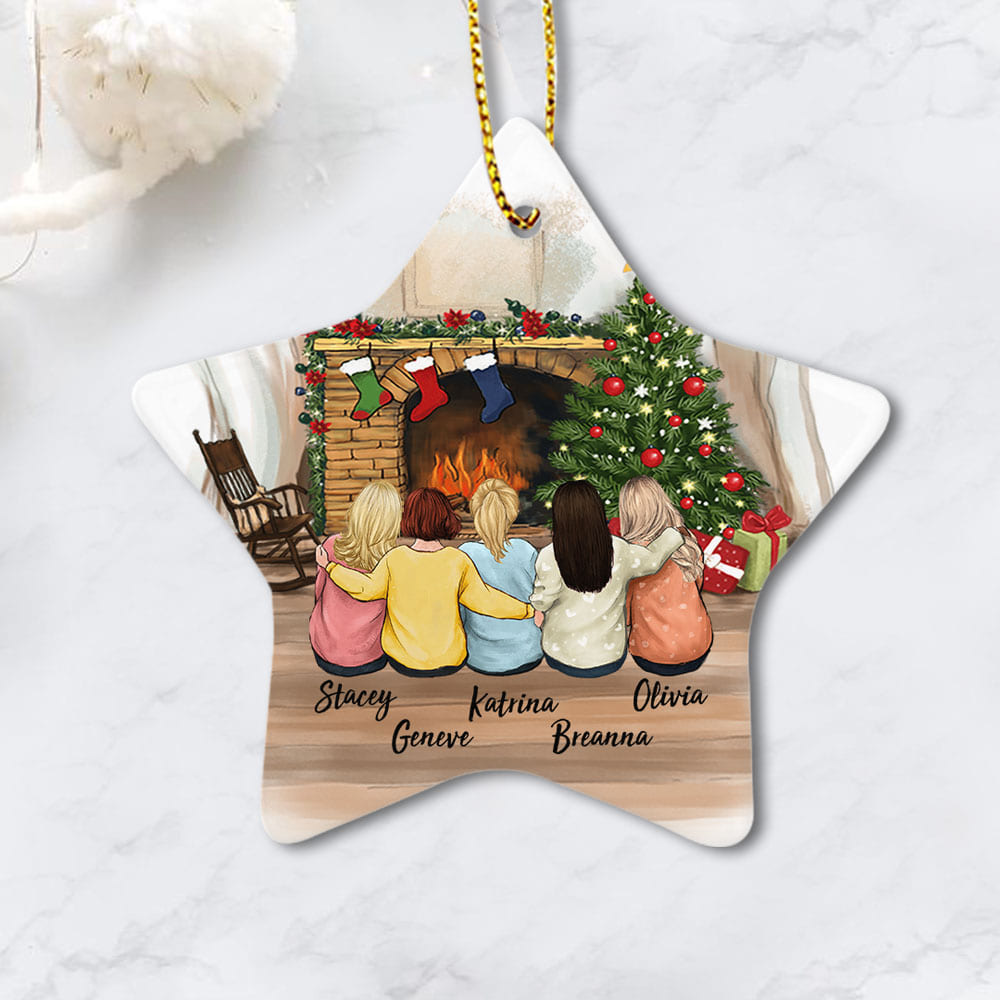 Personalized Best Friend Christmas Gift Ideas Ceramic Ornament (Printed On Both Sides)
