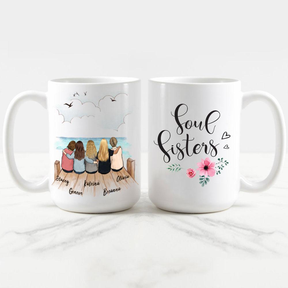 best friend sitting on wooden dock 11oz or 15oz mug gift for best friends or sisters