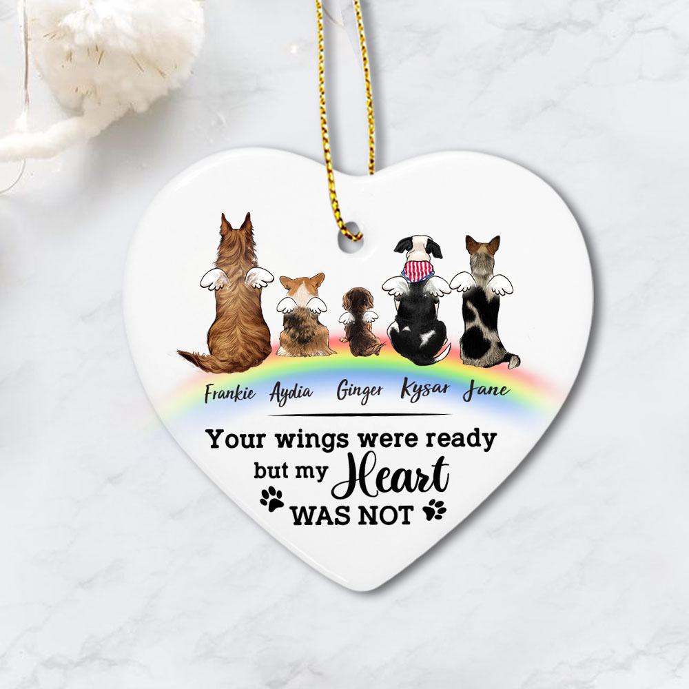 dog memorial rainbow bridge heart ornament