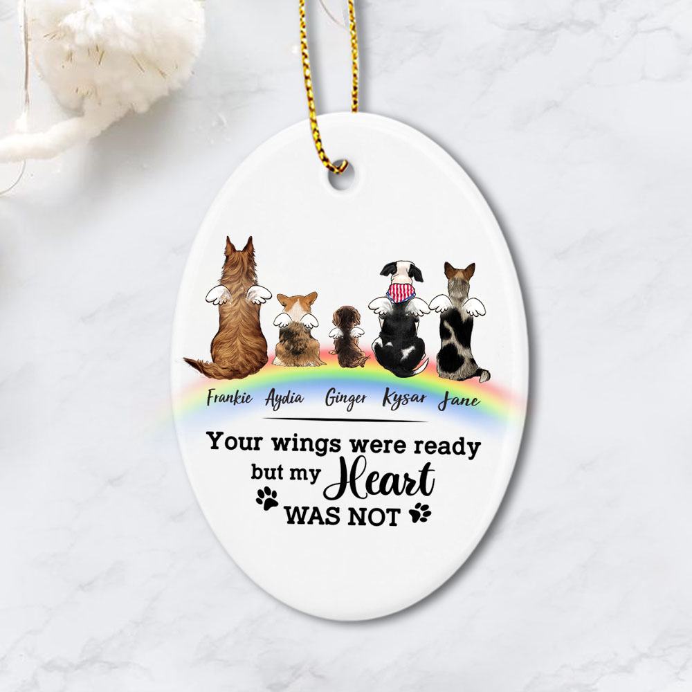 dog memorial rainbow bridge oval ornament