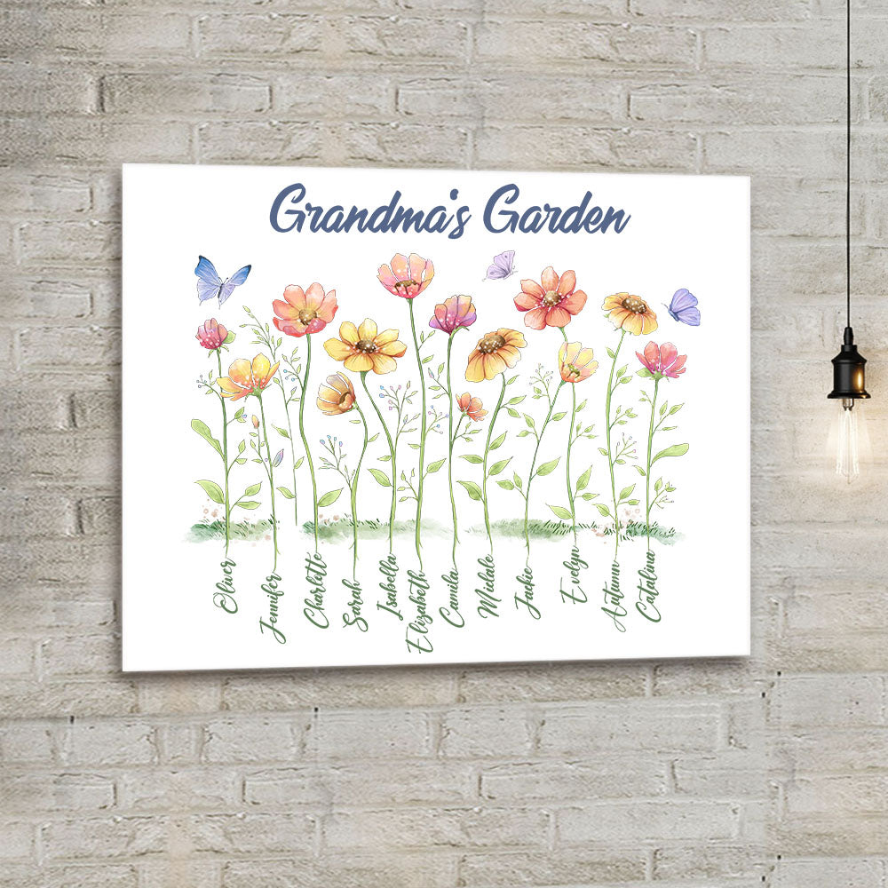 Personalized Grandma's garden Canvas print gifts for the whole family - up to 12 names