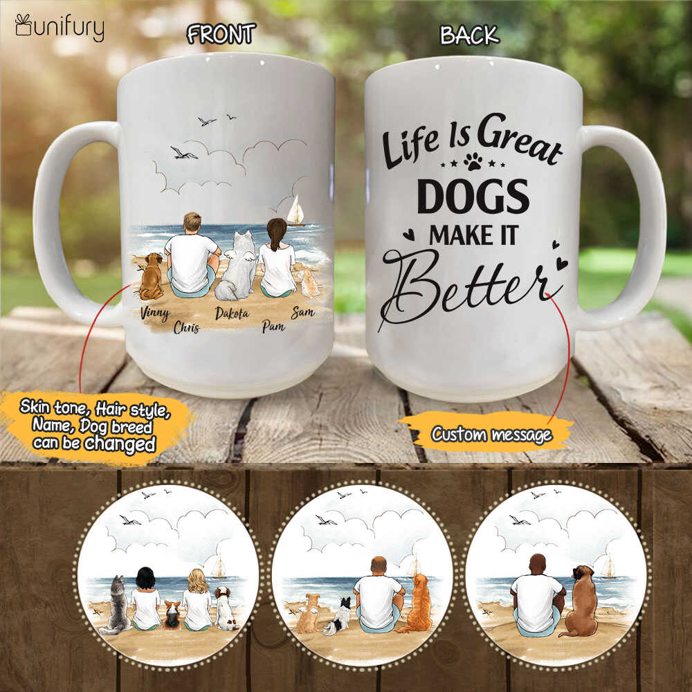 Personalized dog mug gifts for dog lovers - Life is great, dogs make it better