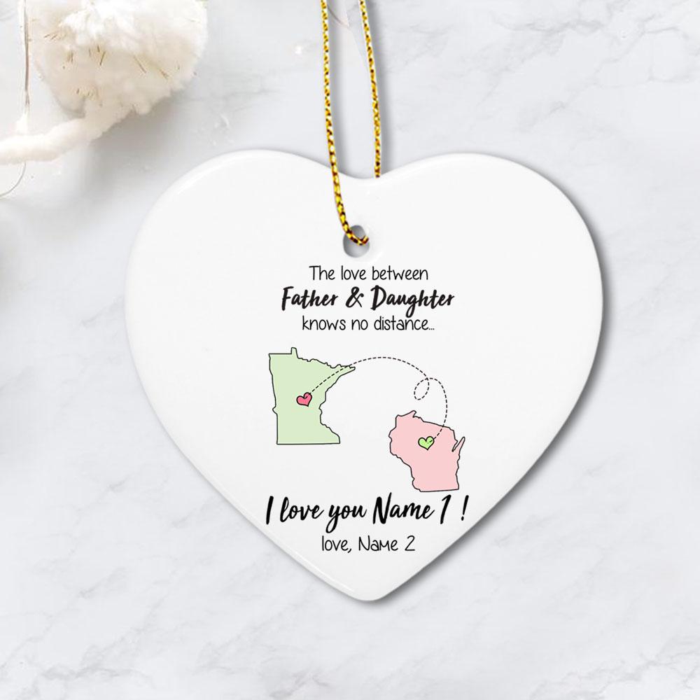 long distance relationship heart ornament
