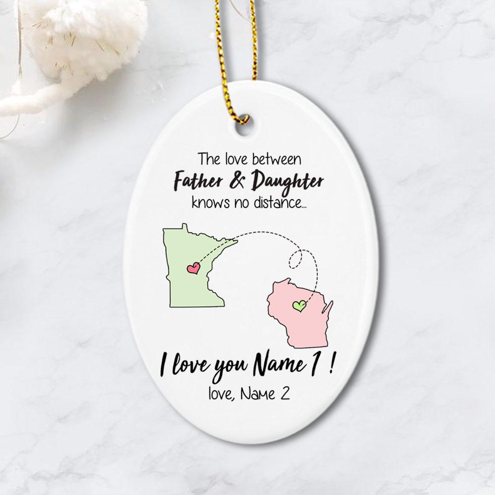 long distance relationship oval ornament