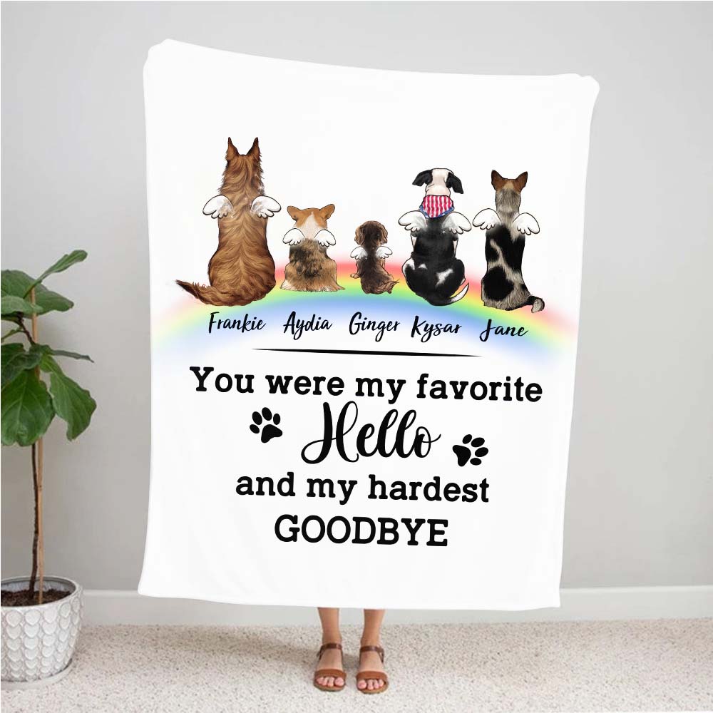 Personalized dog memorial rainbow bridge fleece blanket - Custom Sayings