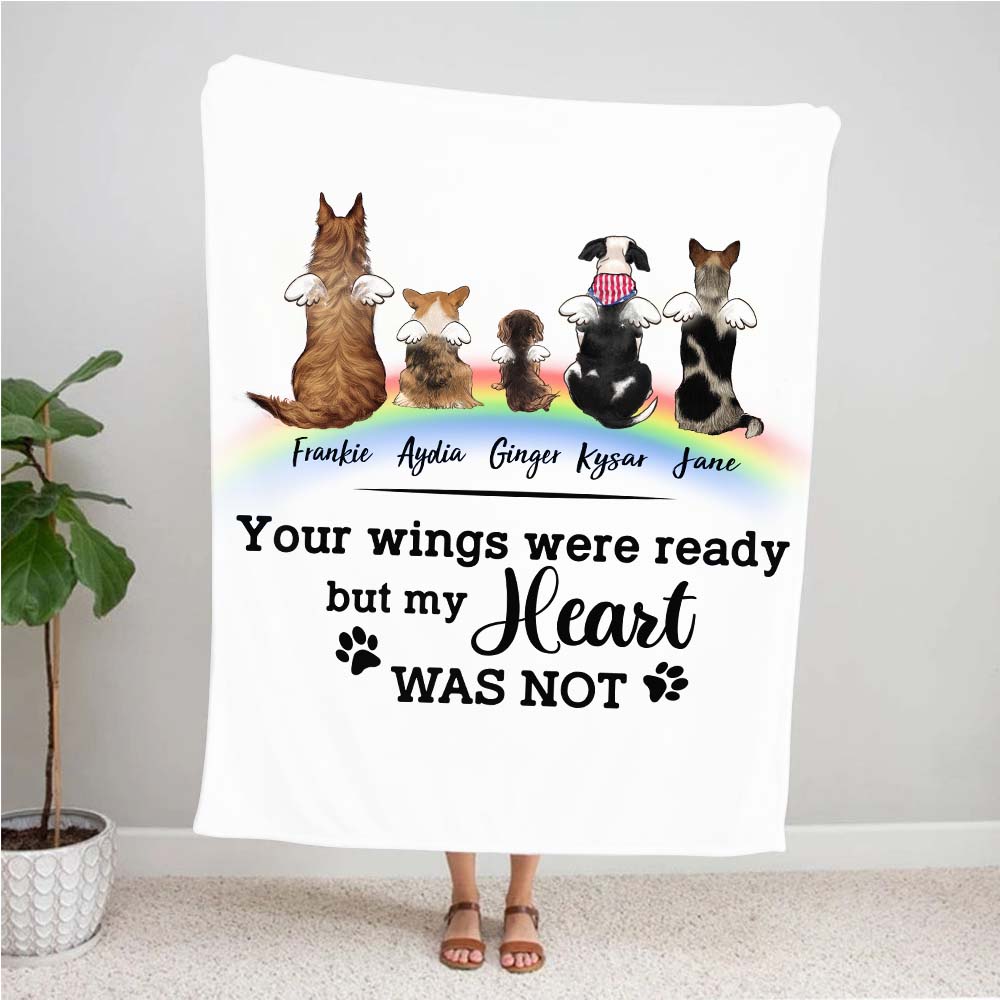 Personalized dog memorial rainbow bridge fleece blanket - Custom Sayings