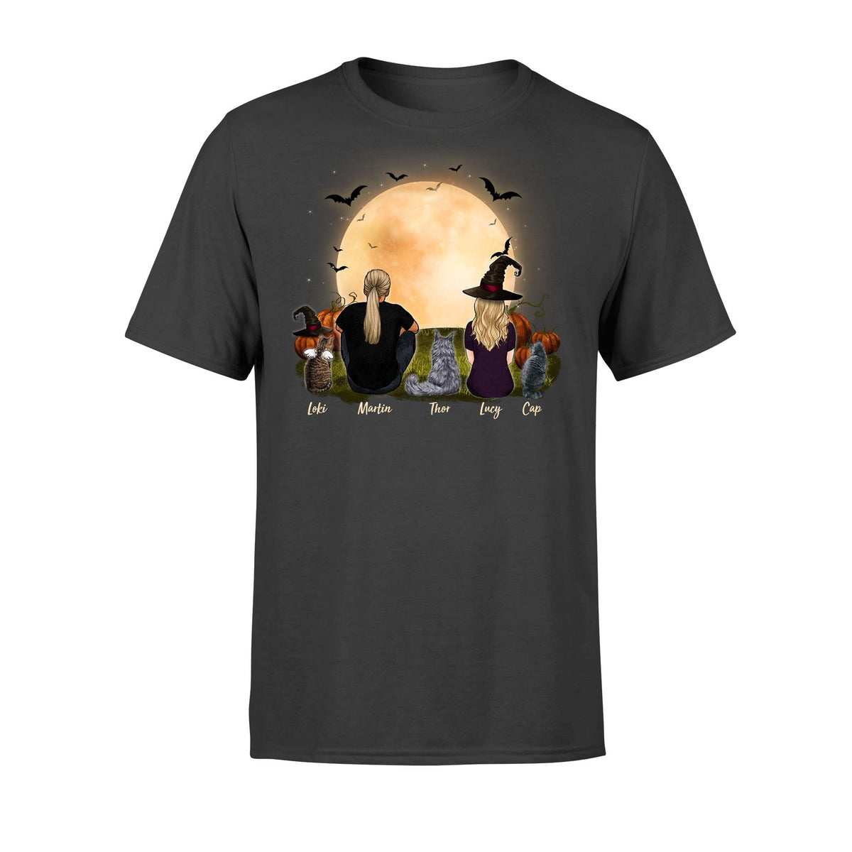 cat and cat owner black halloween t shirt gift for cat lovers