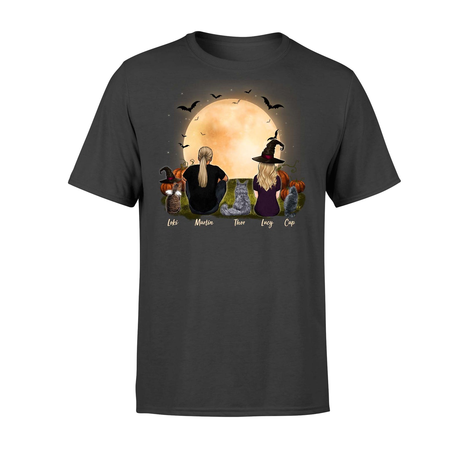 cat and cat owner black halloween t shirt gift for cat lovers