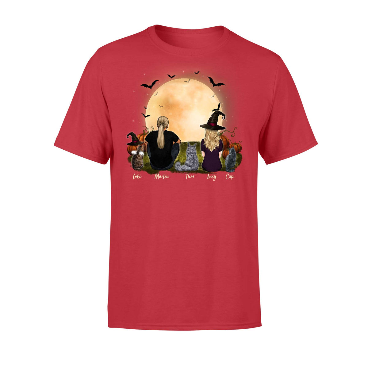 cat and cat owner red halloween t shirt gift for cat lovers