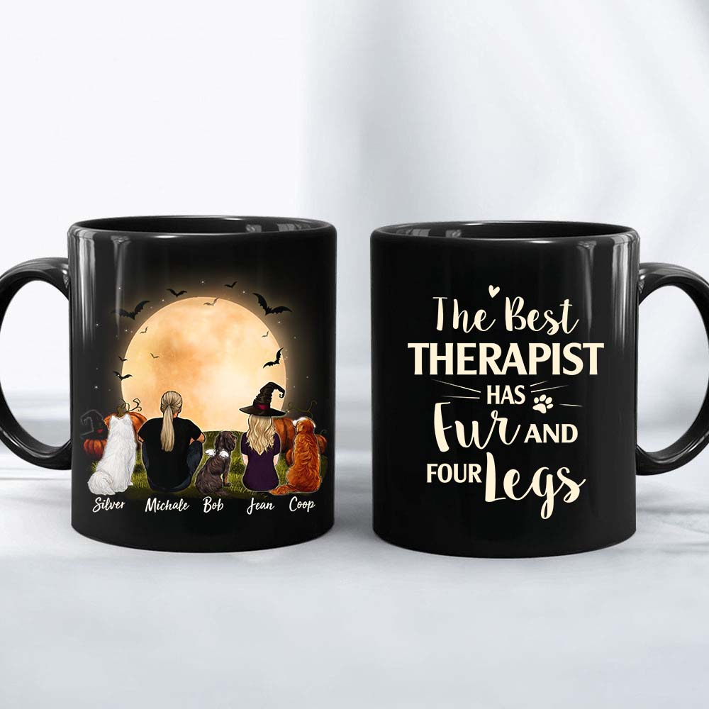 Personalized custom dog & couple coffee mug Halloween - CUSTOM MESSAGE - 2398