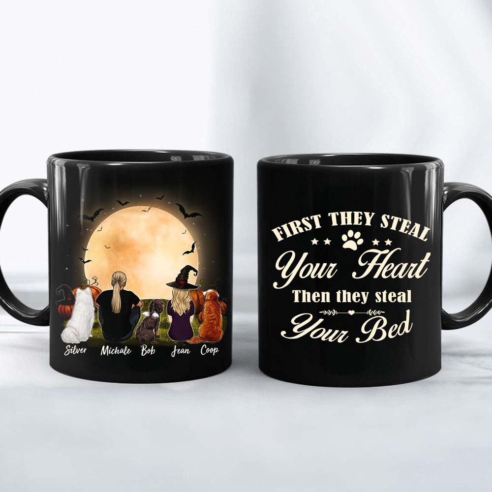 Personalized custom dog & couple coffee mug Halloween - CUSTOM MESSAGE - 2398