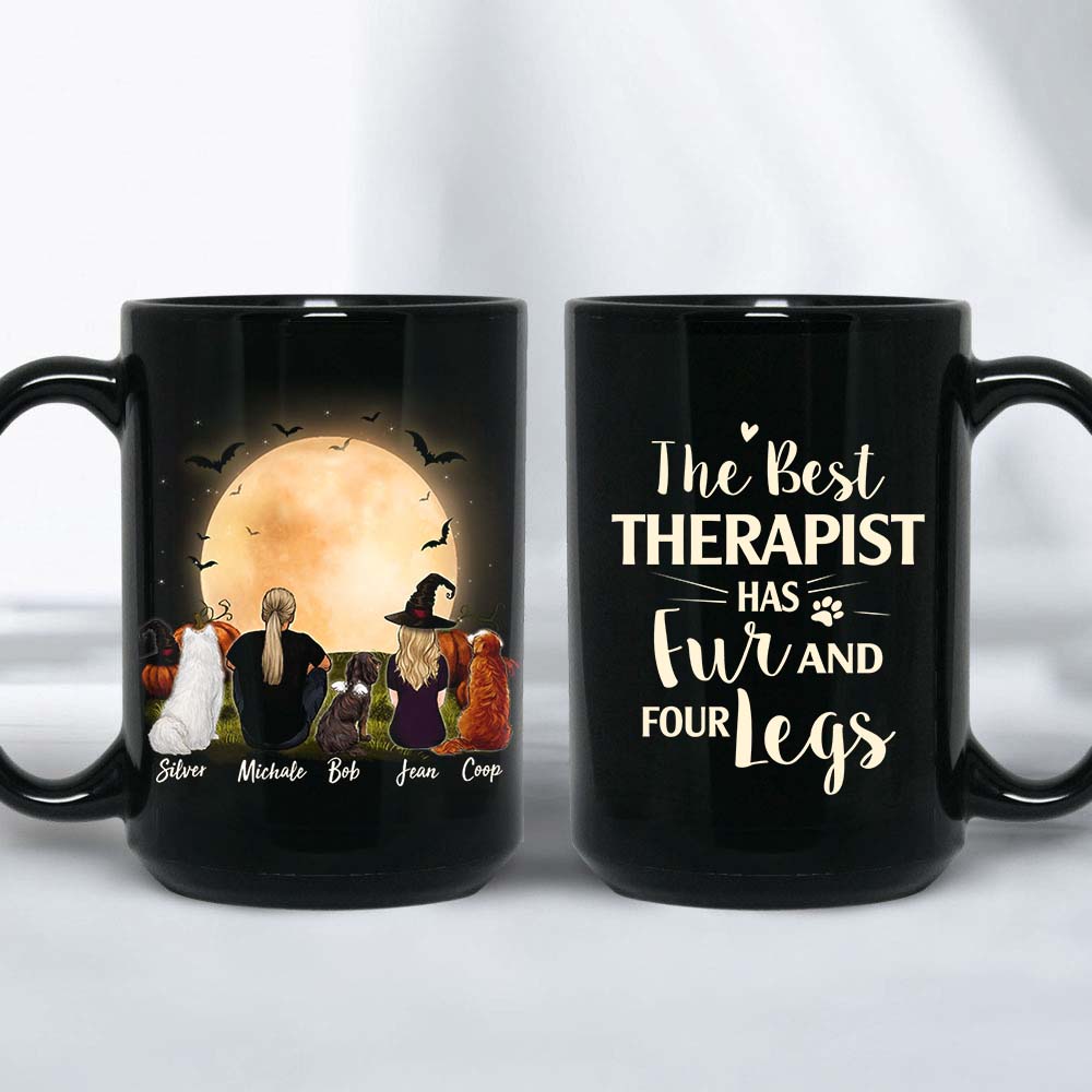 Personalized custom dog & couple coffee mug Halloween - CUSTOM MESSAGE - 2398