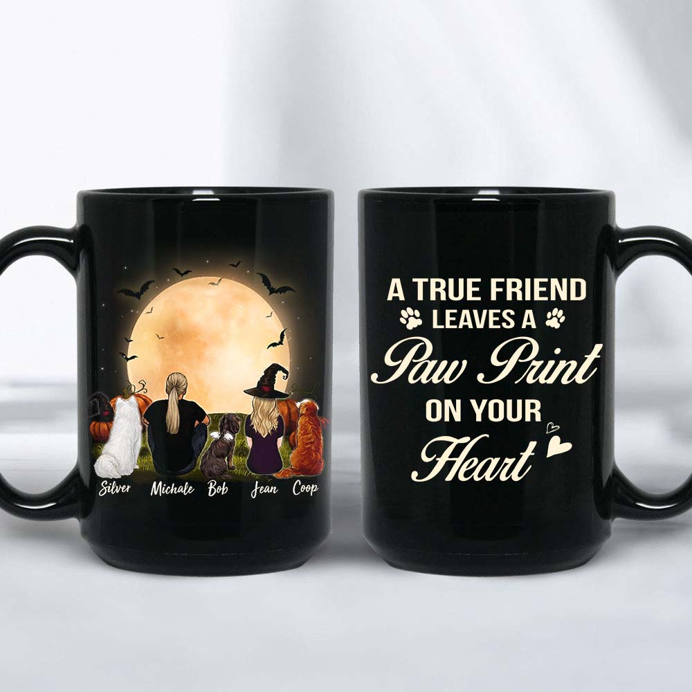 Personalized custom dog & couple coffee mug Halloween - CUSTOM MESSAGE - 2398