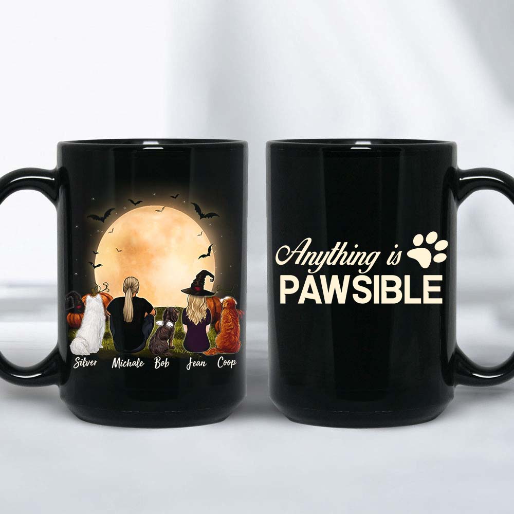 Personalized custom dog & couple coffee mug Halloween - CUSTOM MESSAGE - 2398