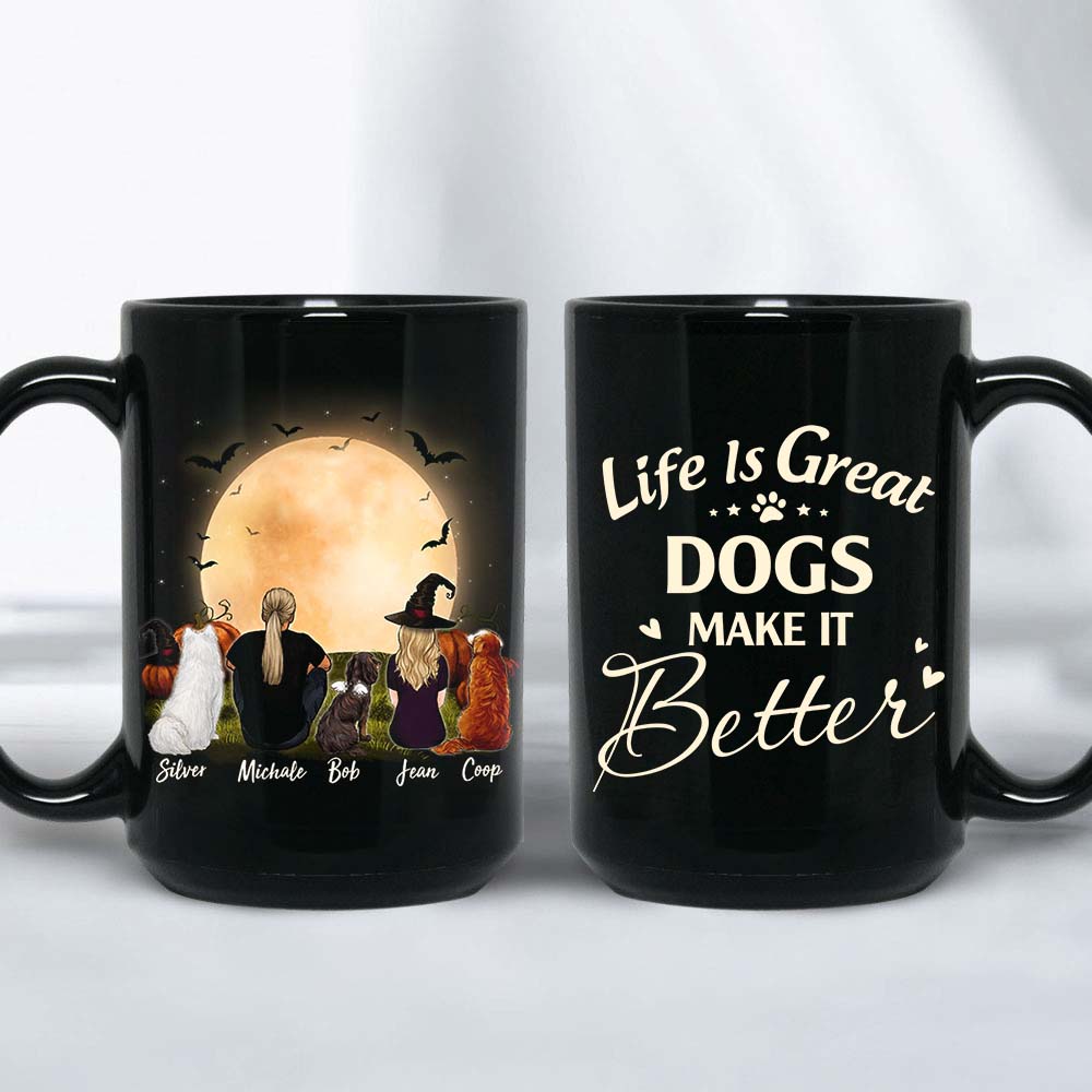 Personalized custom dog & couple coffee mug Halloween - CUSTOM MESSAGE - 2398