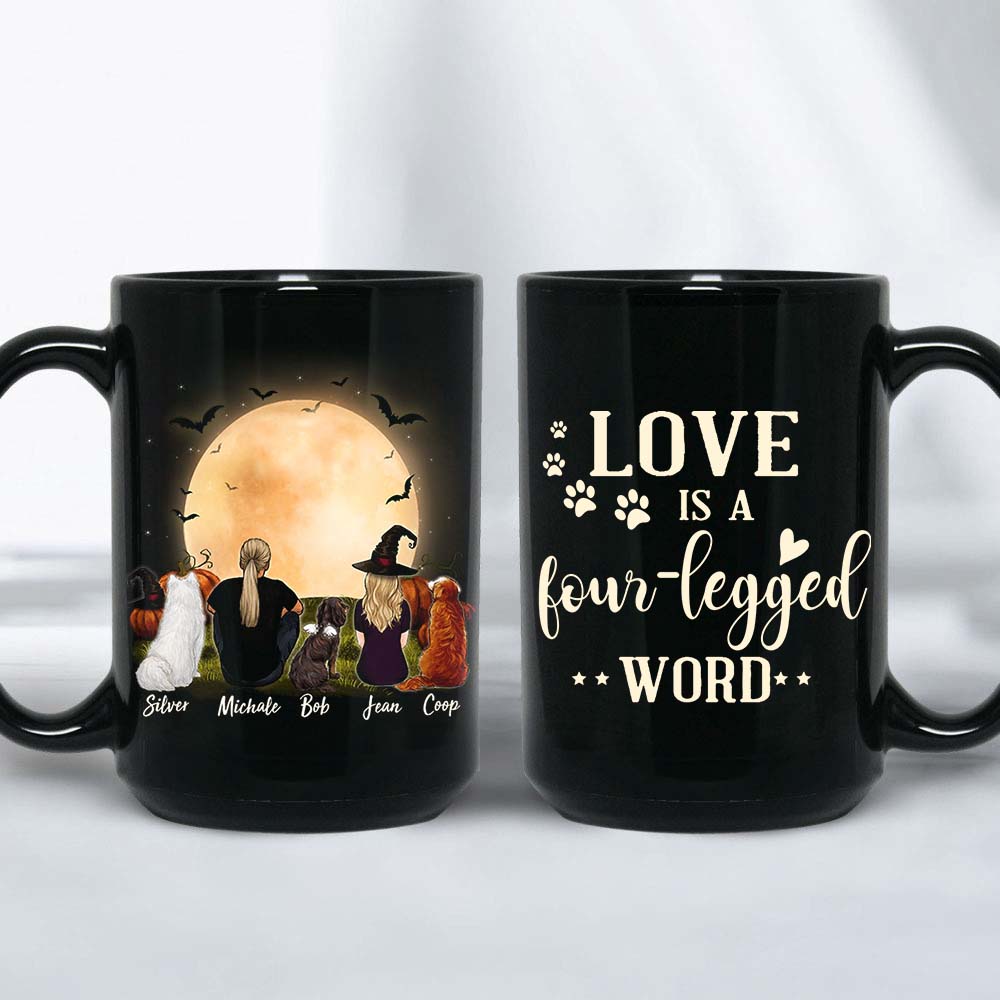 Personalized custom dog & couple coffee mug Halloween - CUSTOM MESSAGE - 2398