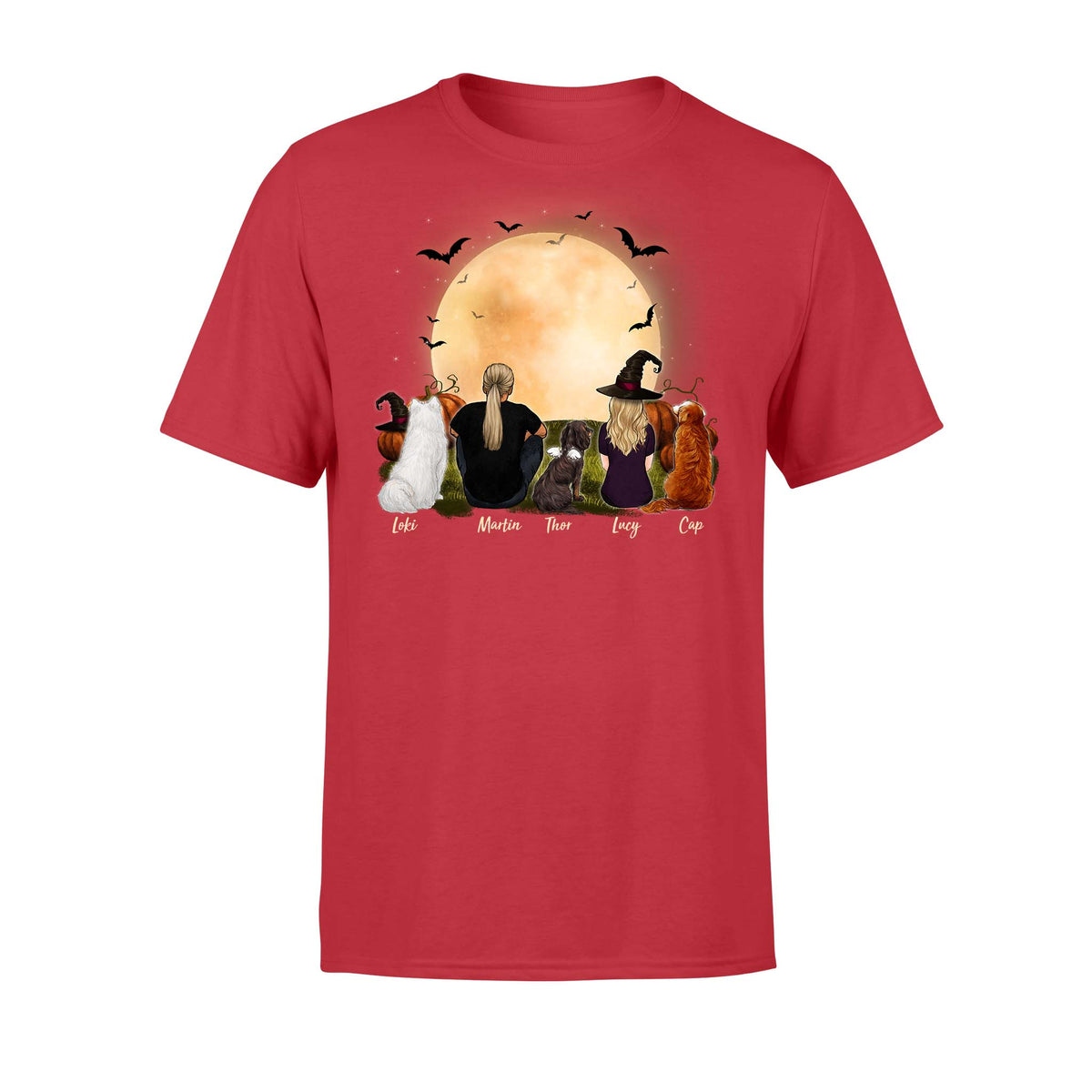 dog and dog owner red halloween t shirt gift for dog lovers