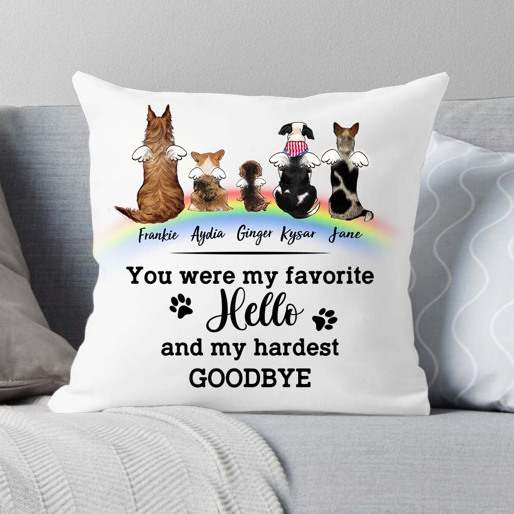 Personalized Dog Rainbow Bridge Pillow - Memorial Gift