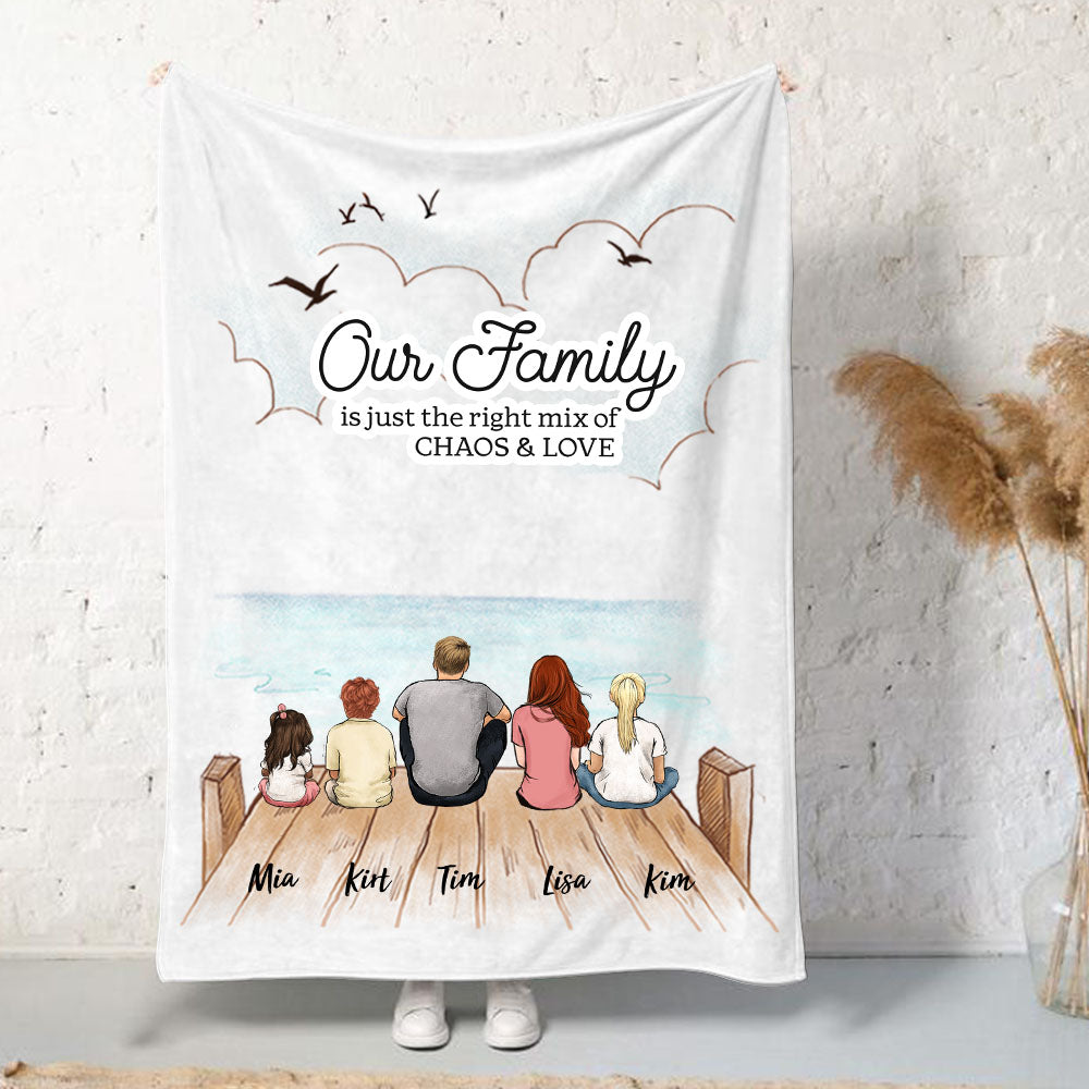 Custom Family Fleece Blanket - Custom Message - Wooden Dock