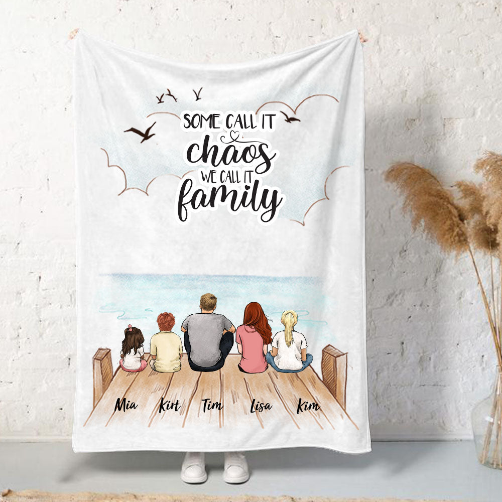 Custom Family Fleece Blanket - Custom Message - Wooden Dock